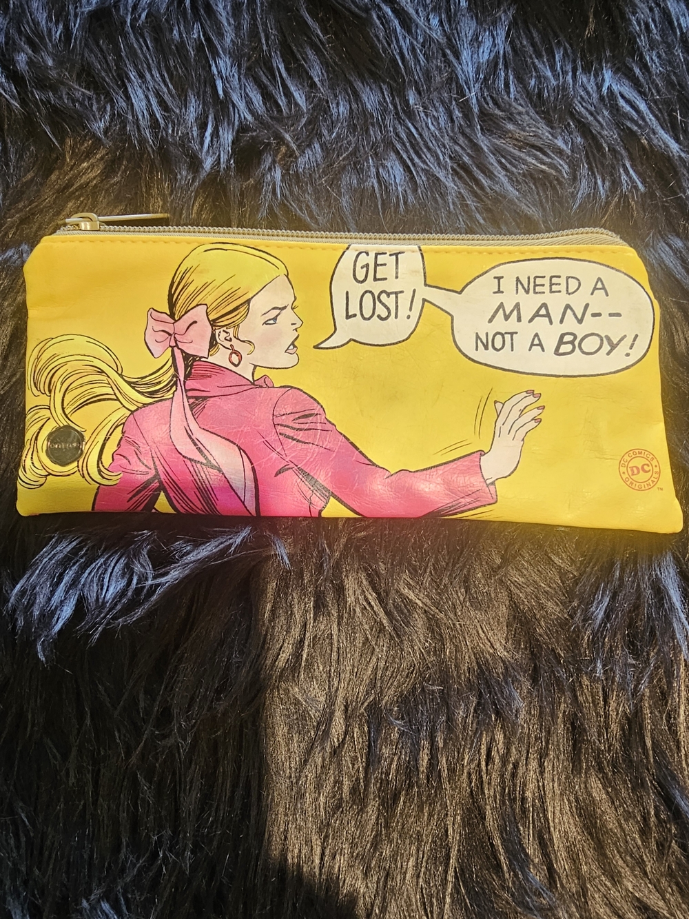 Yellow Comic-Print Mini Bag with Pink Accent
